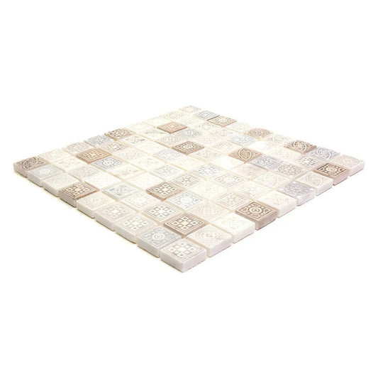 Cream Soft Earthy 12x12 Foiled Texture Square Stone Mosaic Tile (5 pack, 5 sq ft/case) - Sample