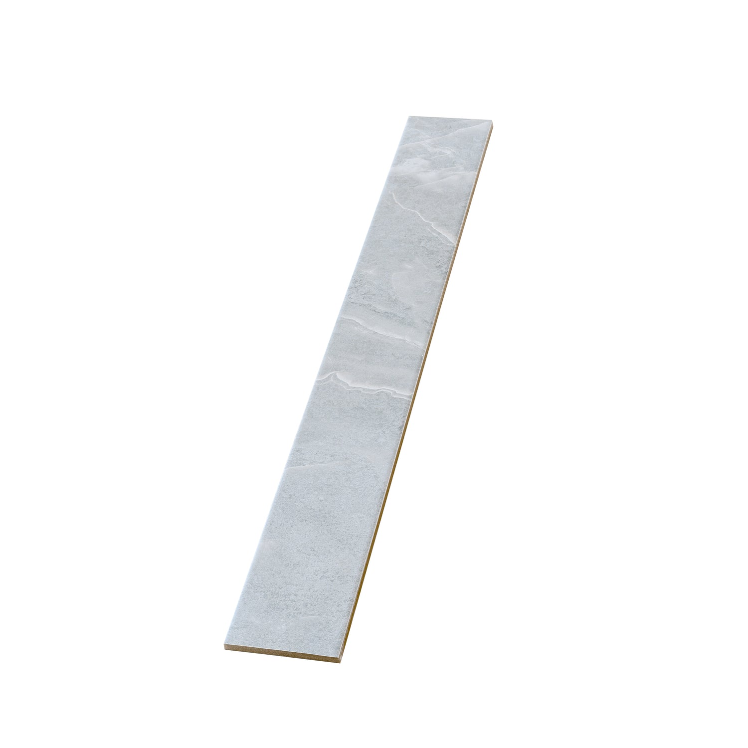 soft grey 3x24 matte porcelain plank tile with subtle natural stone texture