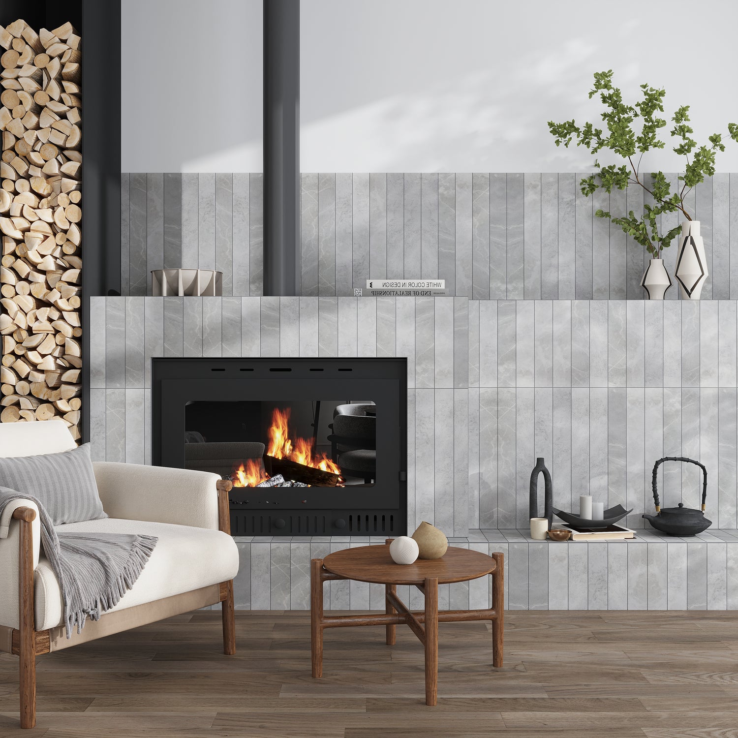 Sample - Soft Grey 3x24 Matte Porcelain Plank Tile (9.68 sq ft/case, 20-Pack)