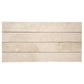 Soft taupe matte porcelain plank tiles in 3x24 size with subtle texture and beige tones