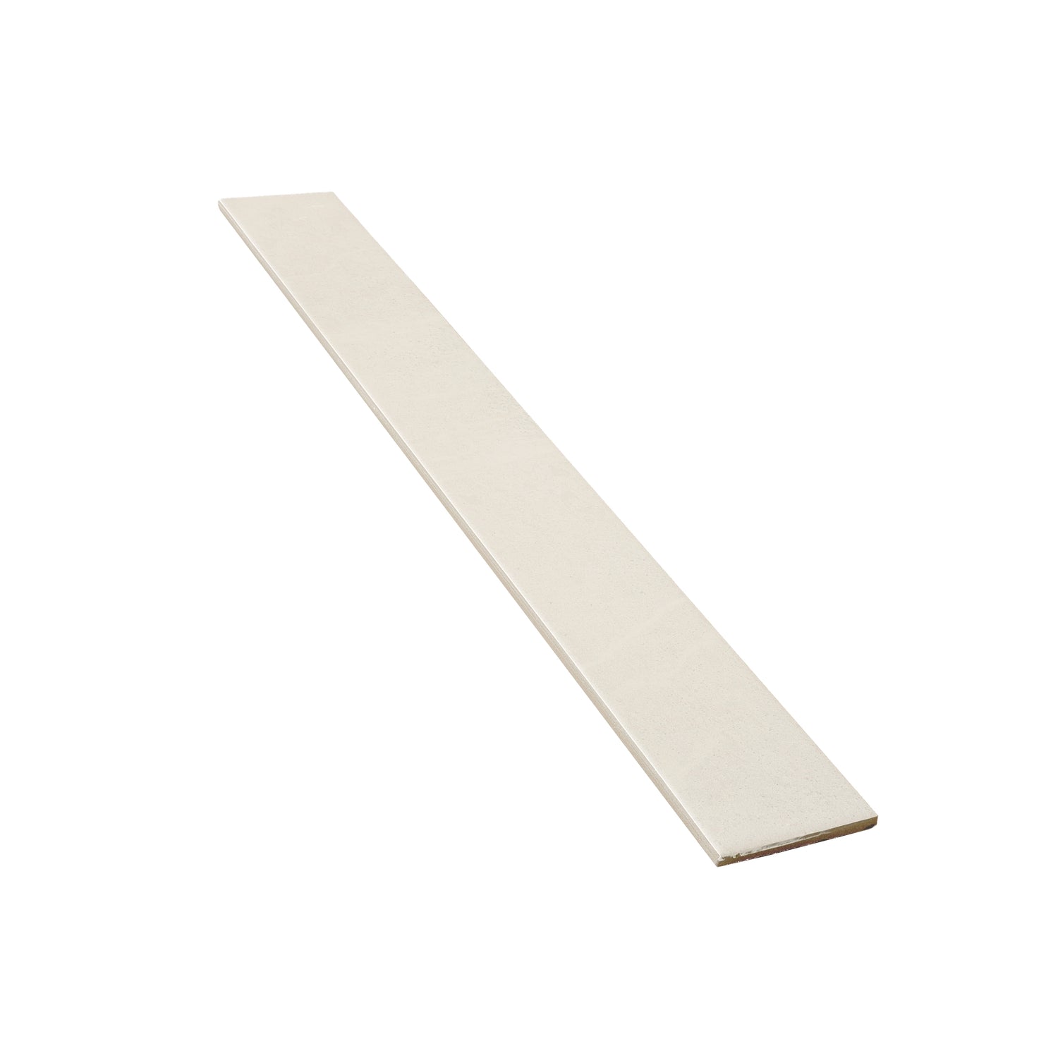 Soft white 3x24 inch matte porcelain plank tile with smooth surface in light neutral tone