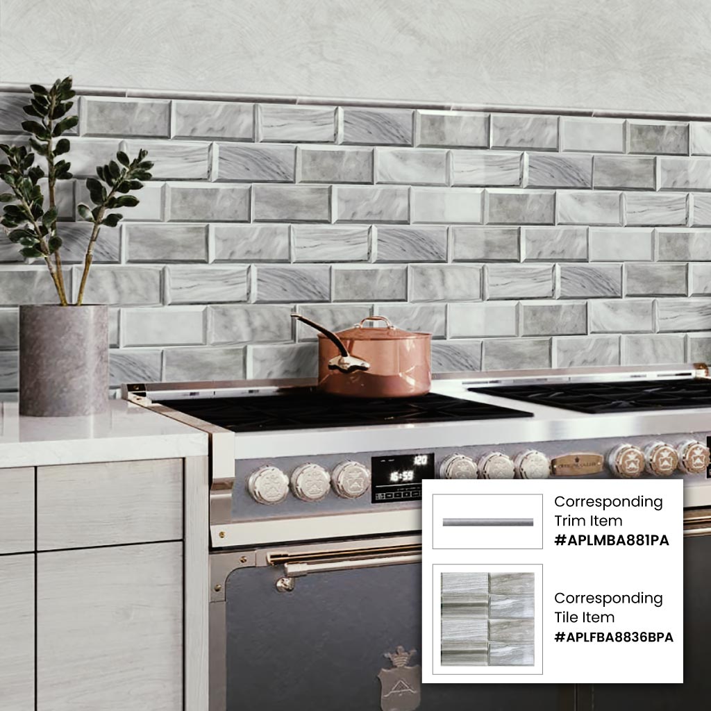 Cloud Gray 0.5x12 Marble Polished Pencil Tile Trim (10 pack, 0.5 sq ft/case) - Sample