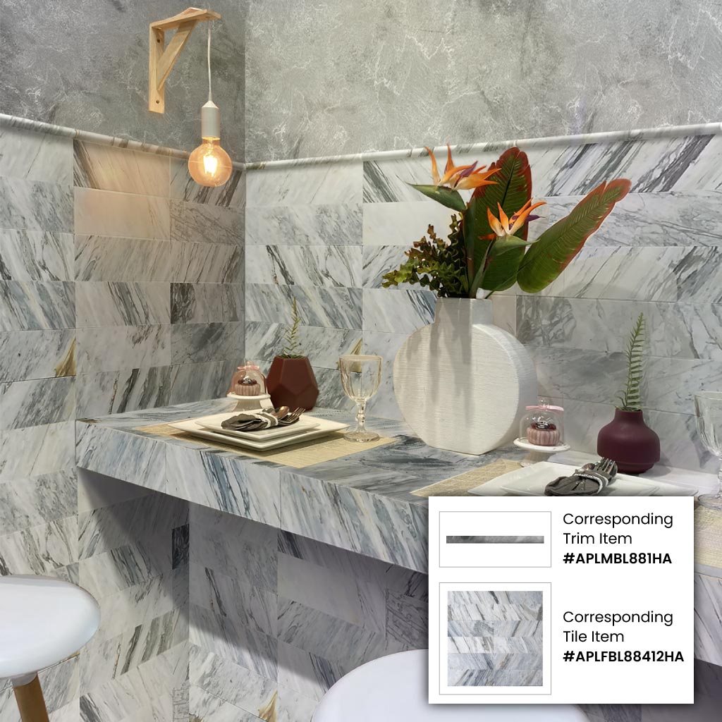 Gray 0.5x12 Honed Marble Pencil Tile Trim (10 pack, 0.5 sq ft/case) - Sample