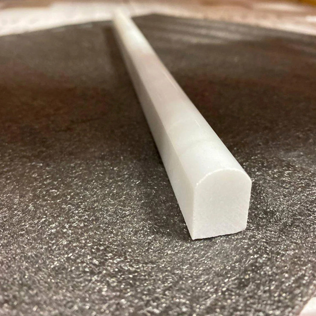 White 0.5x12 Honed Marble Pencil Tile Trim (10 pack, 0.5 sq ft/case) - Sample