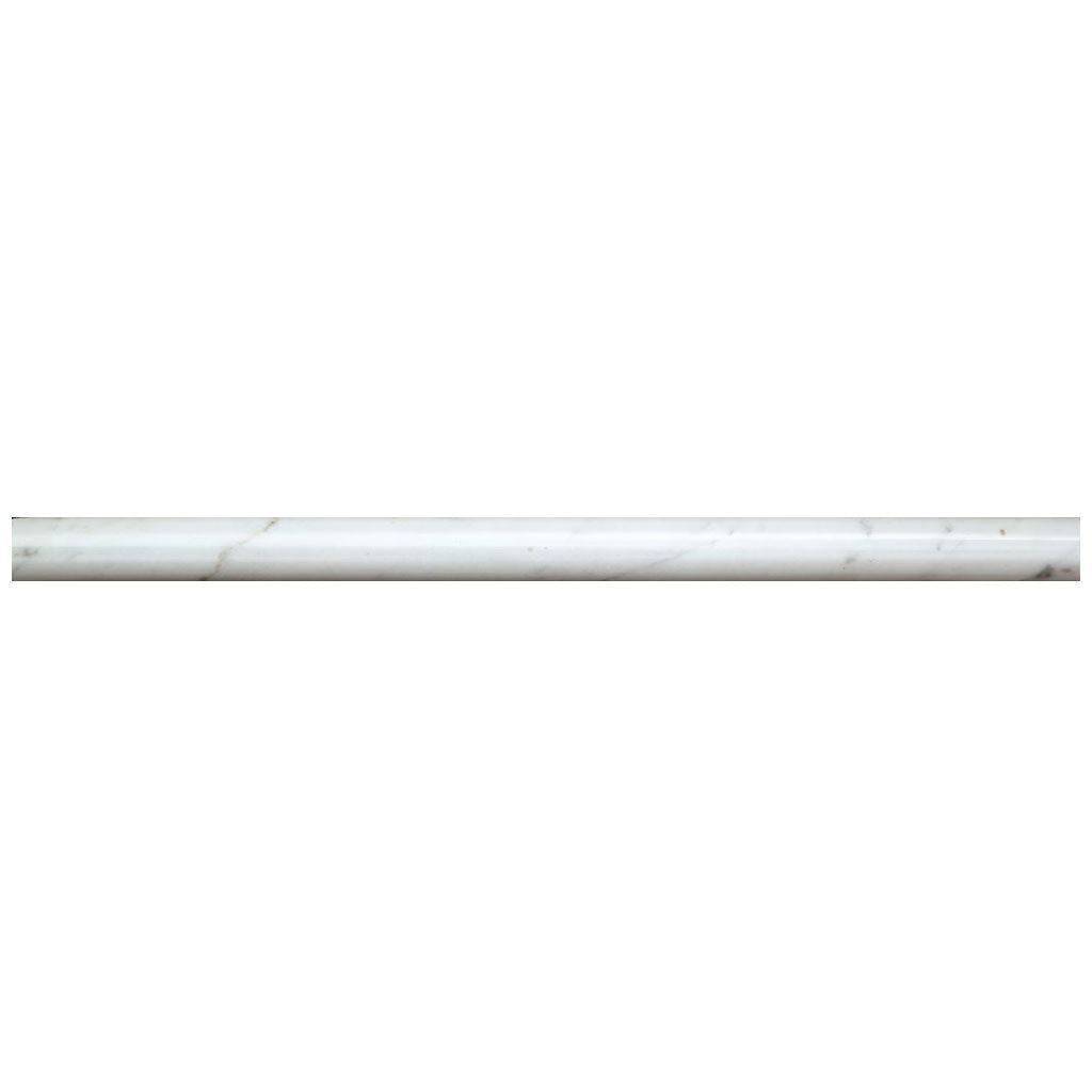 White 0.5x12 Marble Polished Pencil Tile Trim (10 pack, 0.5 sq ft/case) - Sample