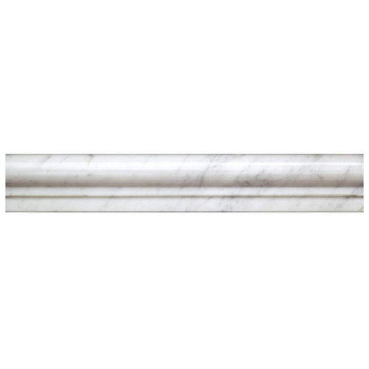 Sample-White 2x12 Bianco Carrara Polished Chair Rail Marble Tile Trim (10 pack, 1.667 sq ft/case)