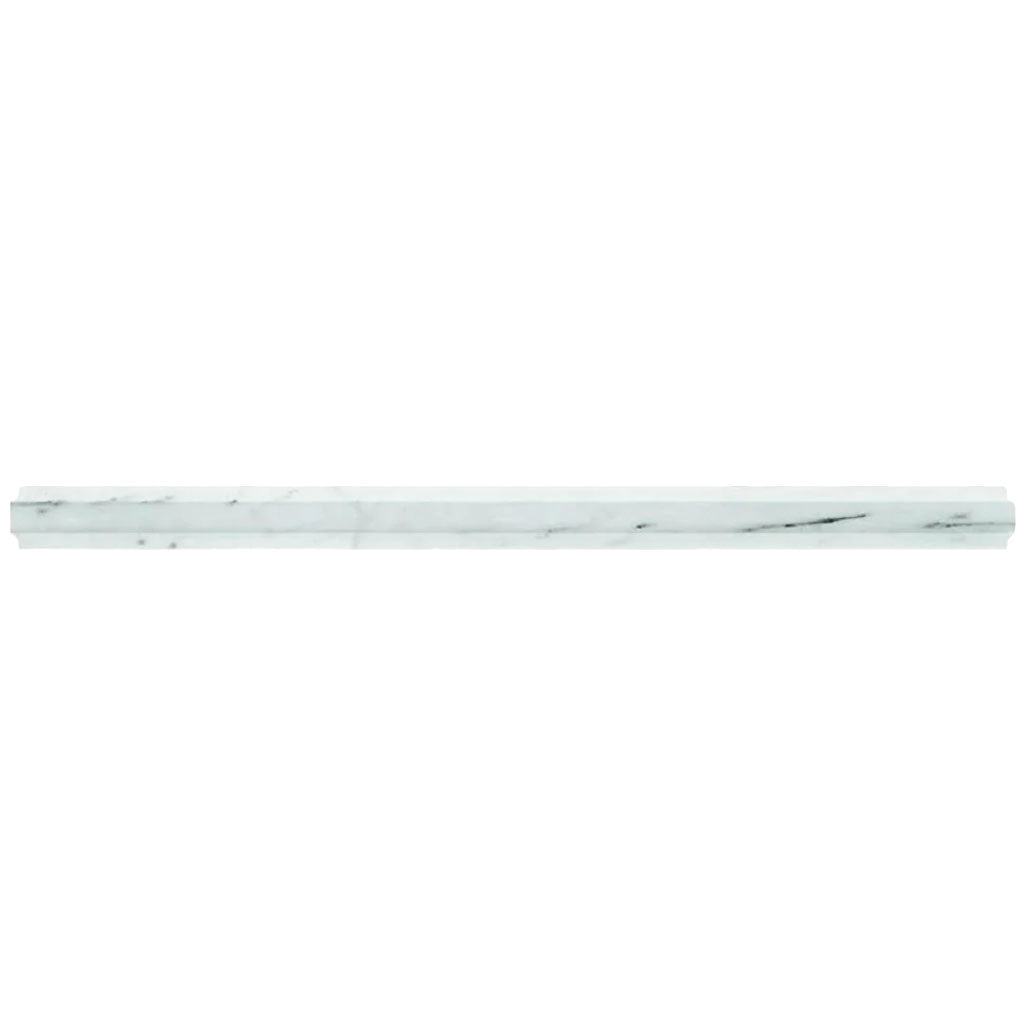 10 pack Pearl White 0.8-in W x 12-in L Marble Honed Pencil Liner Tile Trim (0.67 Sq ft/case) - Sample