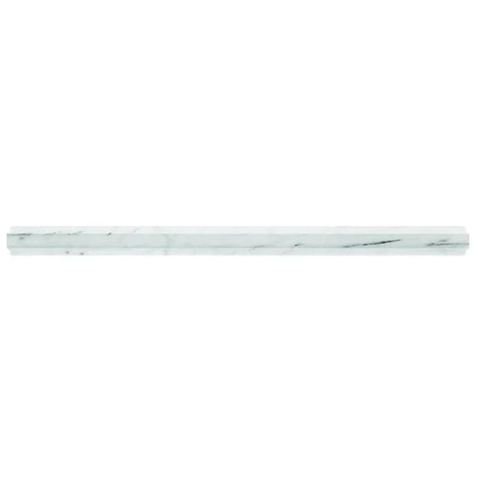 Sample-Pearl White 0.8x12 Polished Bianco Carrara Pencil Marble Tile Trim (10 pack, 0.667 sq ft/case)