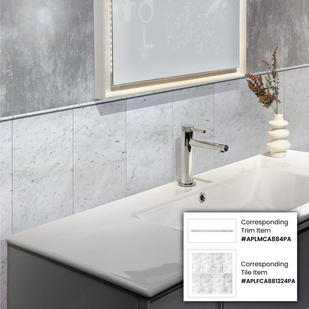 White 12x24 Field Polished Marble Tile (5 pack, 10 sq ft/case) - Sample