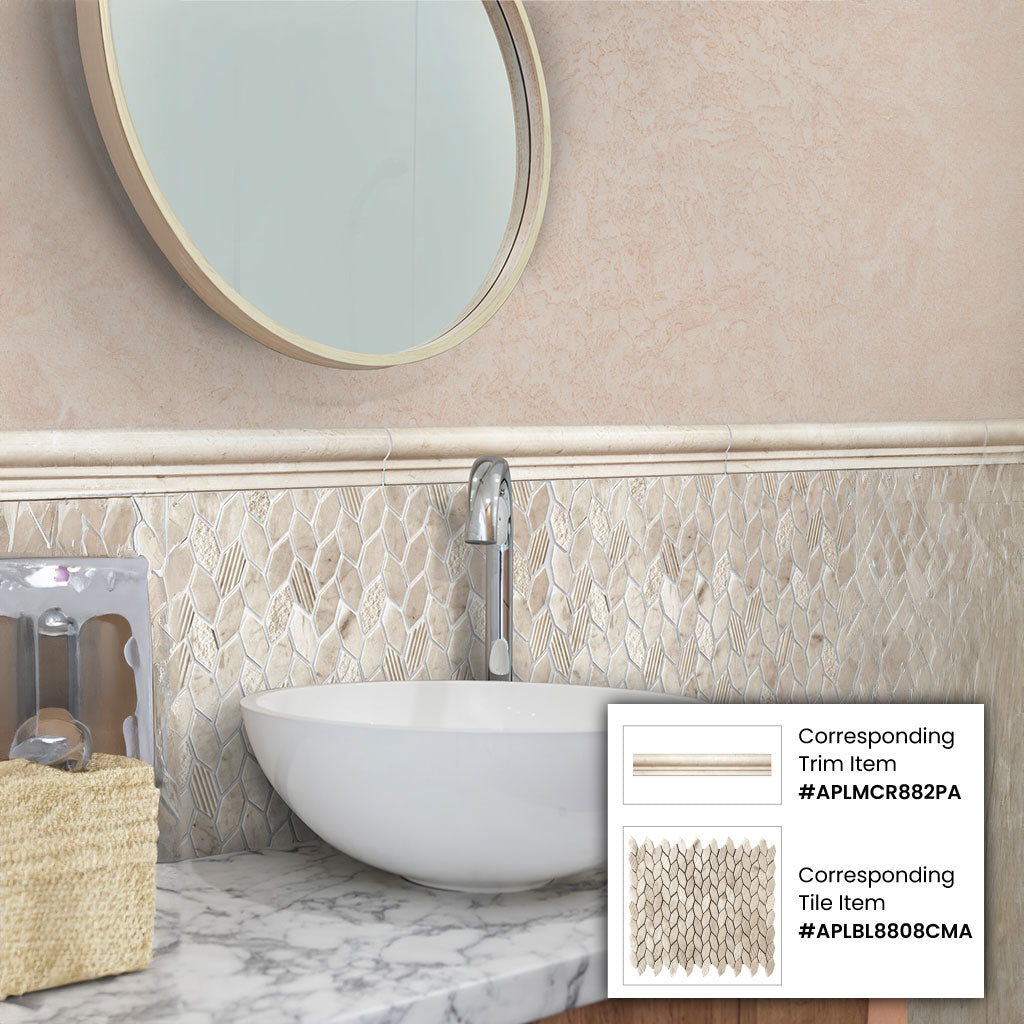 Beige 12x12 Polished Etched Hexagon Marble Mosaic Tile (5 pack, 4.92 sq ft/case) - Sample