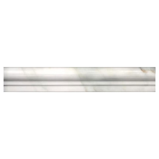 White 2x12 Polished Marble Chair Rail Round Tile Trim (10 pack, 1.667 sq ft/case) - Sample