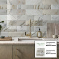Sample - White 4x12 Polished Calacatta Gold Baseboard Marble Tile Trim (10 pack, 3.33 sq ft/case)