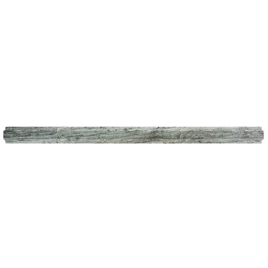 Gray polished marble pencil tile trim with natural veining and sleek profile 0.8x12 inches