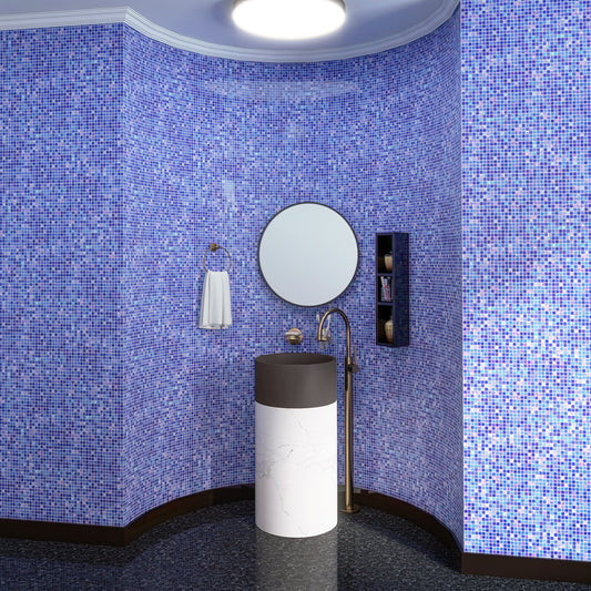 20-pack Mingles 11.6 in. x 11.6 in. Glossy Blue Glass Mosaic Wall and Floor Tile (18.69 sq ft/case)