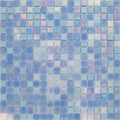 Glossy sky blue 12x12 glass mosaic tile with iridescent finish for wall and floor