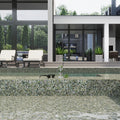 Glossy emerald green glass mosaic square tile, 12x12 inches, suitable for pool or outdoor wall and floor surfaces