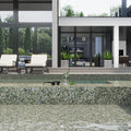 Glossy emerald green glass mosaic tile, 12x12 inches as pool floor and walls