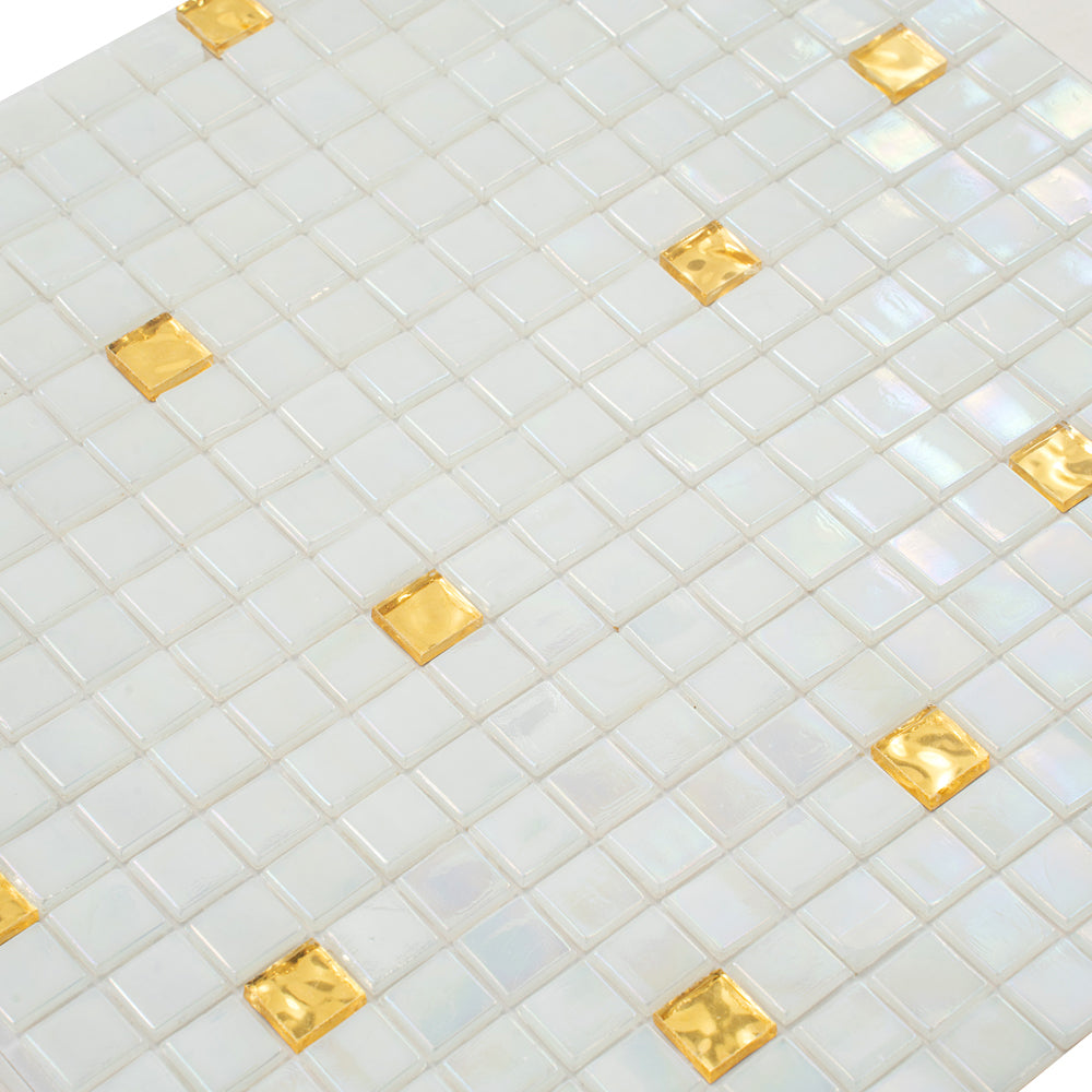 20-pack Mingles 11.6 in. x 11.6 in. Glossy White and Gold Glass Mosaic Wall and Floor Tile (18.69 sq ft/case)