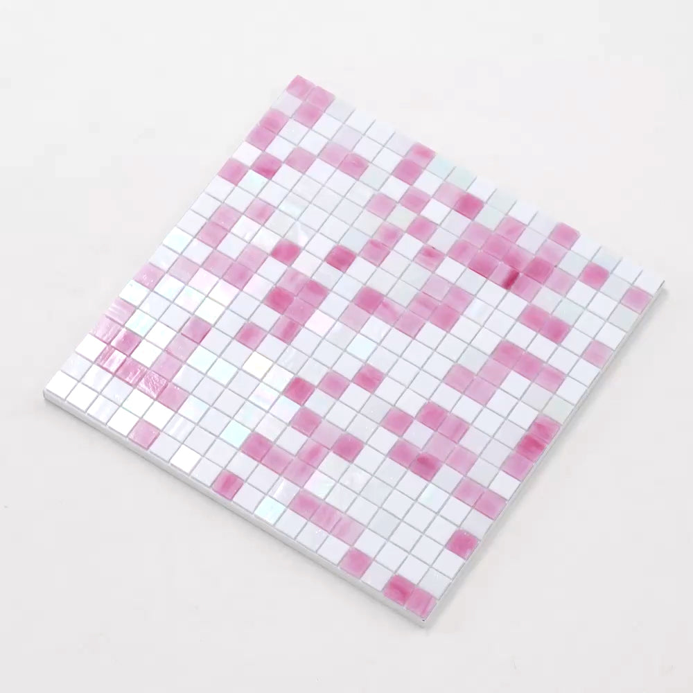 20-pack Mingles 11.6 in. x 11.6 in. Glossy White and Soft Pink Glass Mosaic Wall and Floor Tile (18.69 sq ft/case)