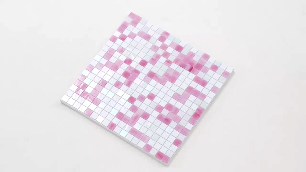 20-pack Mingles 11.6 in. x 11.6 in. Glossy White and Soft Pink Glass Mosaic Wall and Floor Tile (18.69 sq ft/case)