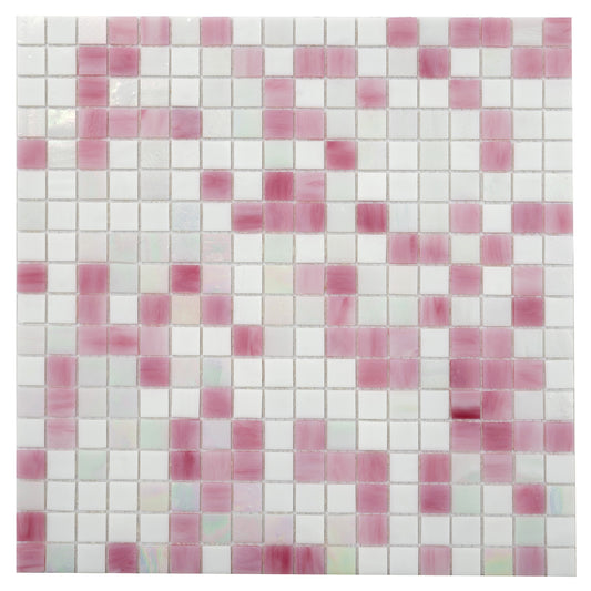 20-pack Mingles 11.6 in. x 11.6 in. Glossy White and Soft Pink Glass Mosaic Wall and Floor Tile (18.69 sq ft/case)