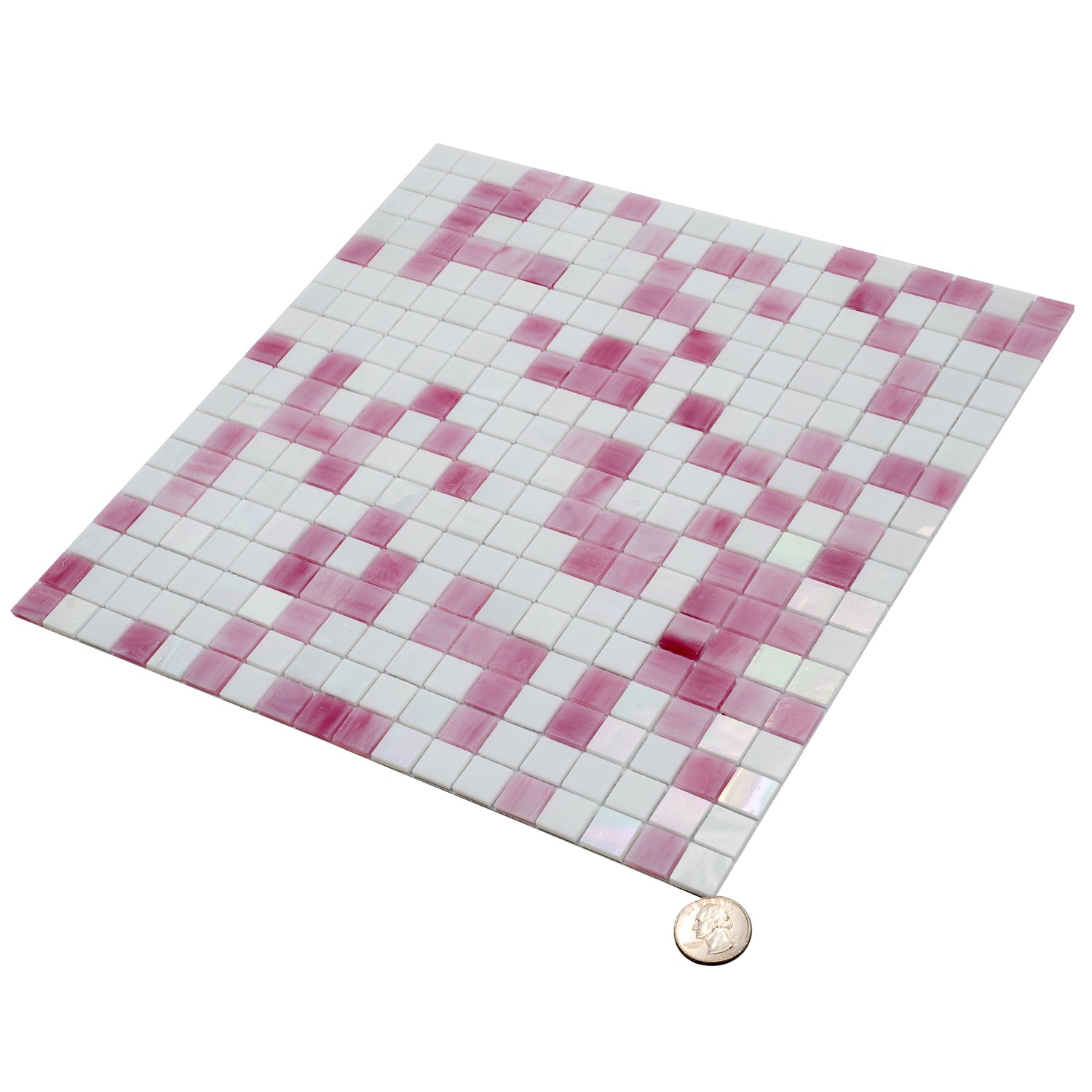 20-pack Mingles 11.6 in. x 11.6 in. Glossy White and Soft Pink Glass Mosaic Wall and Floor Tile (18.69 sq ft/case)