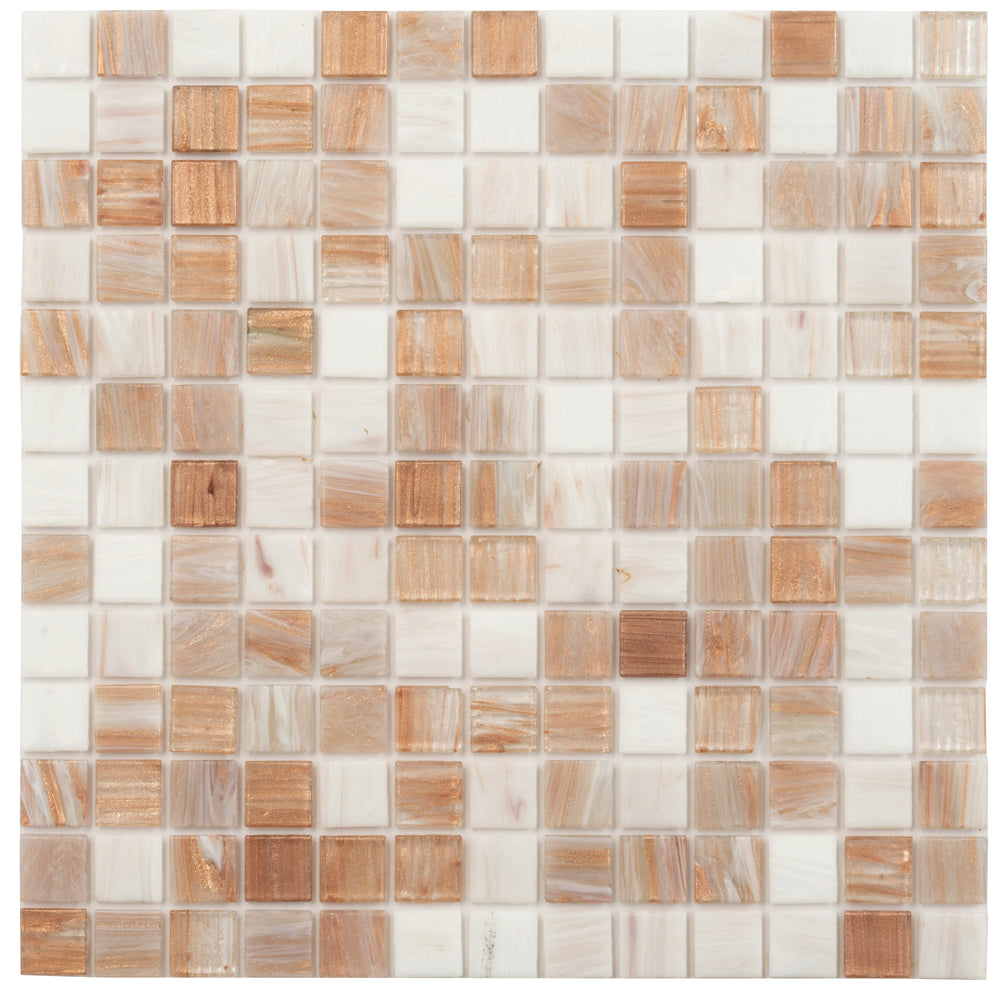 20-pack Mingles 12 in. x 12 in. Glossy Beige and White Glass Mosaic Wall and Floor Tile (20 sq ft/case)