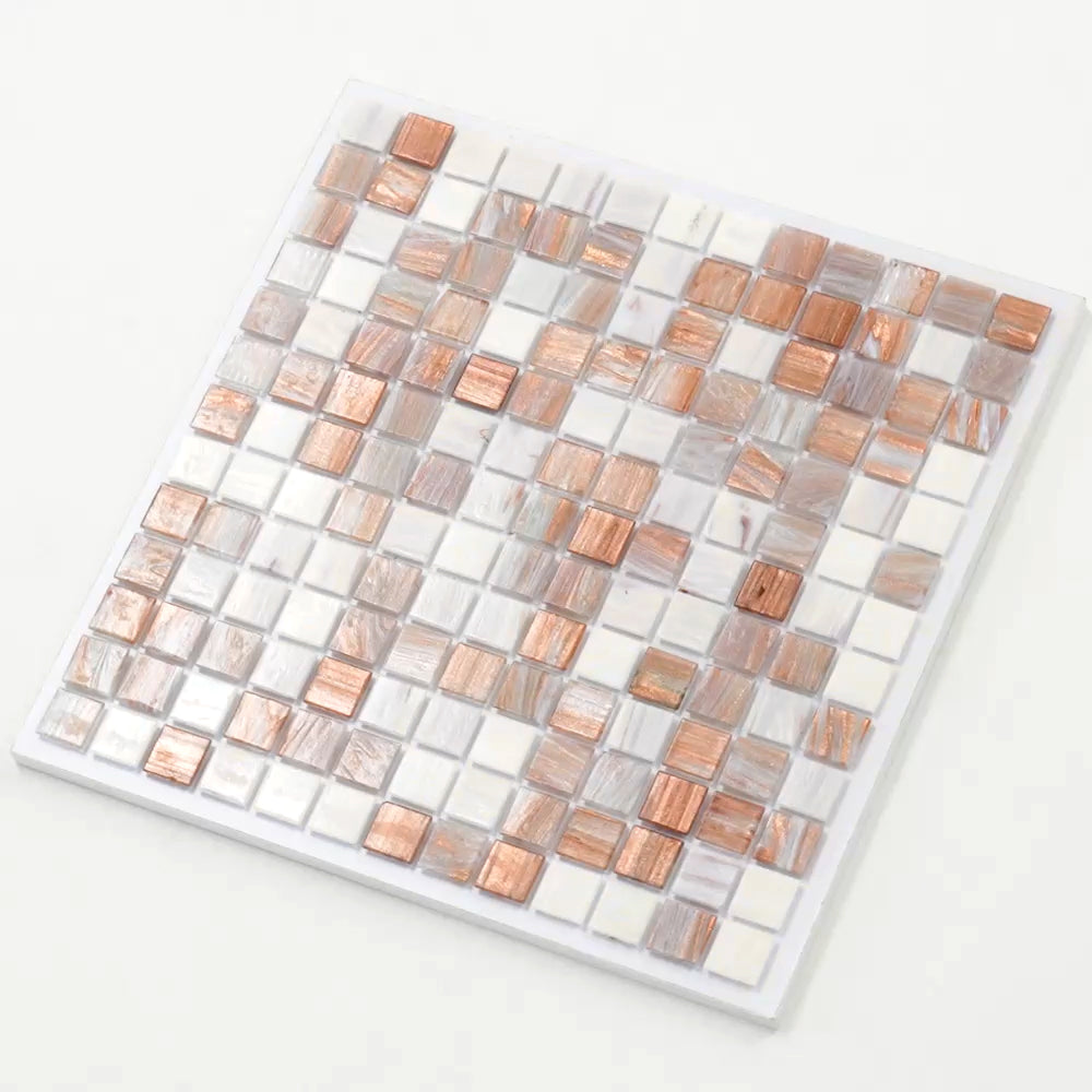 20-pack Mingles 12 in. x 12 in. Glossy Beige and White Glass Mosaic Wall and Floor Tile (20 sq ft/case)