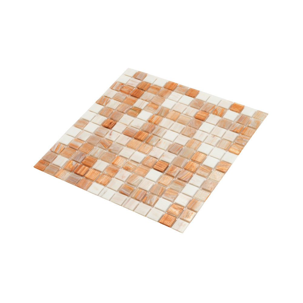 20-pack Mingles 12 in. x 12 in. Glossy Beige and White Glass Mosaic Wall and Floor Tile (20 sq ft/case)