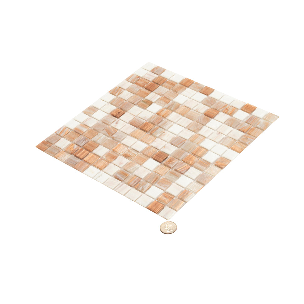 20-pack Mingles 12 in. x 12 in. Glossy Beige and White Glass Mosaic Wall and Floor Tile (20 sq ft/case)