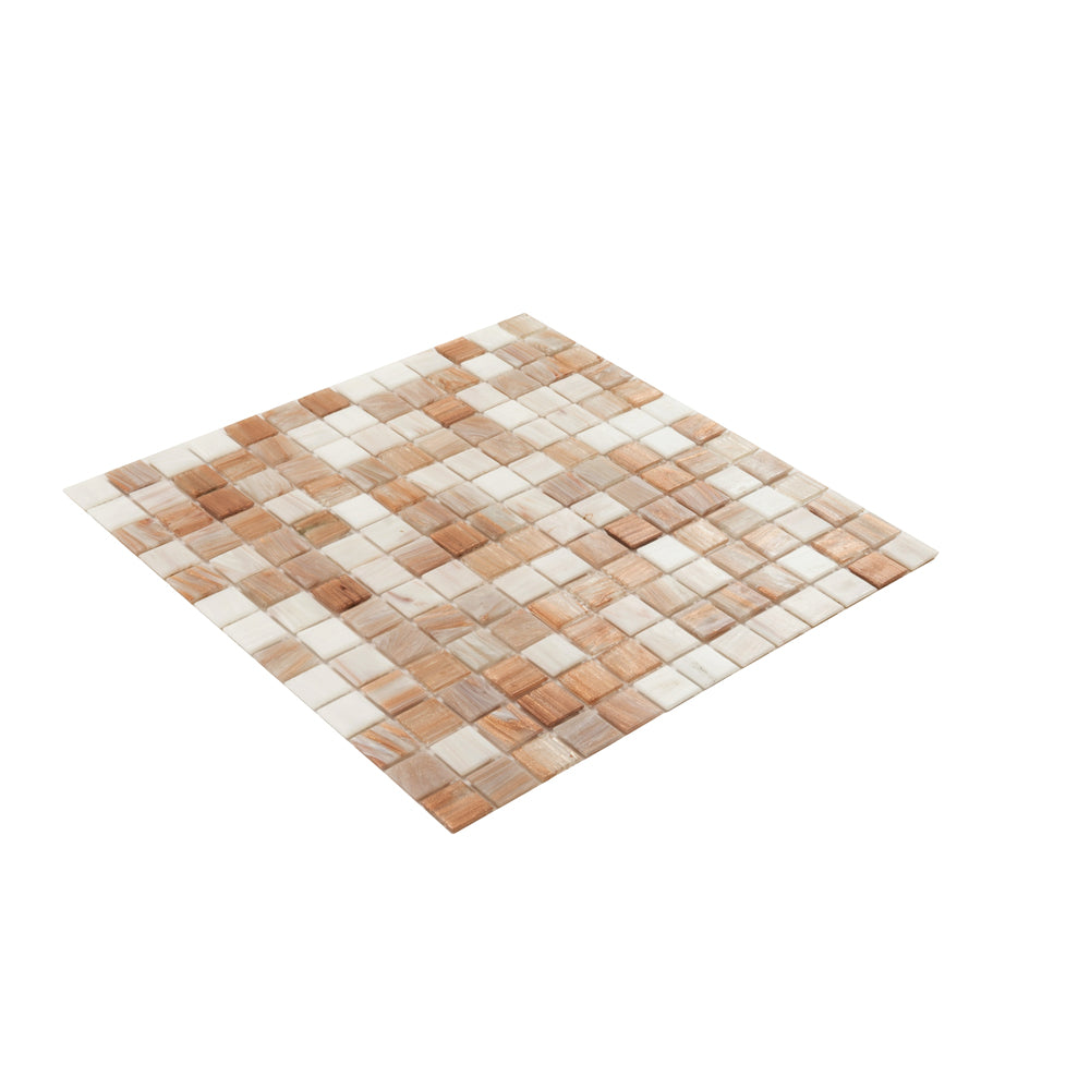 20-pack Mingles 12 in. x 12 in. Glossy Beige and White Glass Mosaic Wall and Floor Tile (20 sq ft/case)