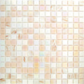 Glossy Tuscan beige glass mosaic tile with mixed solid and marbled square pieces 12x12