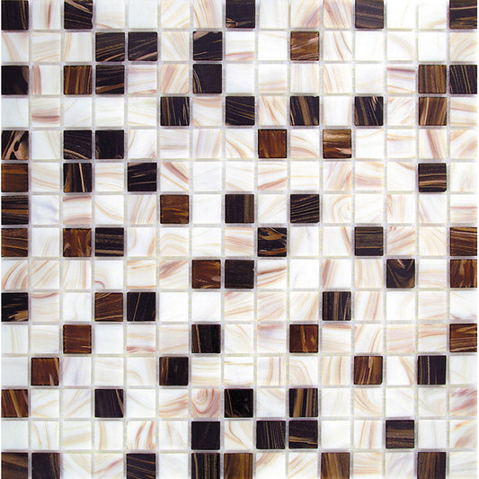 Beige and Brown Glossy Glass Mosaic Tile