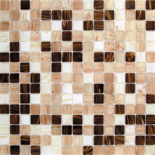 Shimmer Beige and Brown Glossy Glass Mosaic Tile