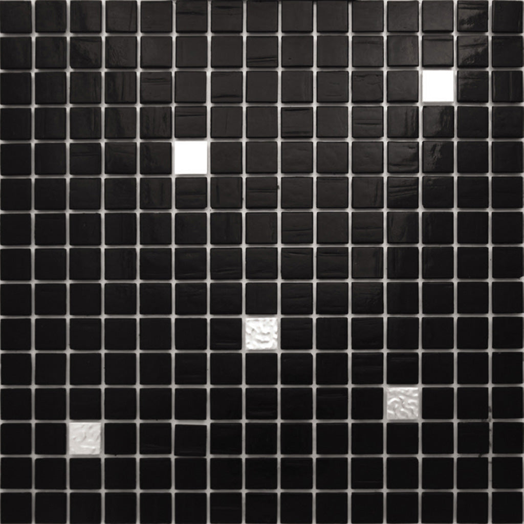 Black and White Glossy Glass Mosaic Tile