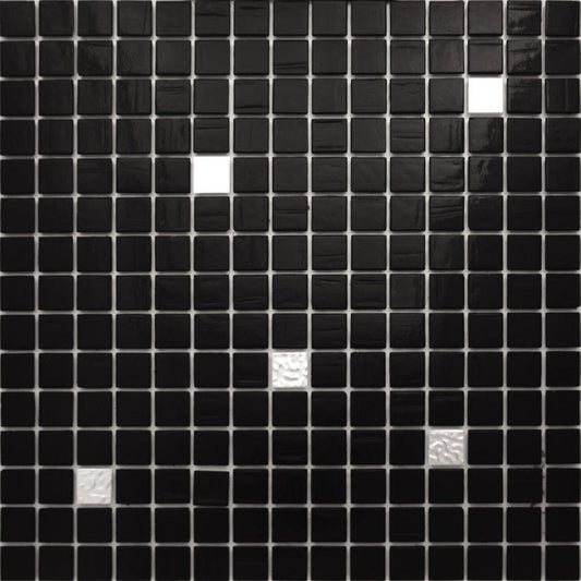 Black White 12x12 Glossy Uniform Square Glass Mosaic Tile (20 pack, 20 sq ft/case) - Sample