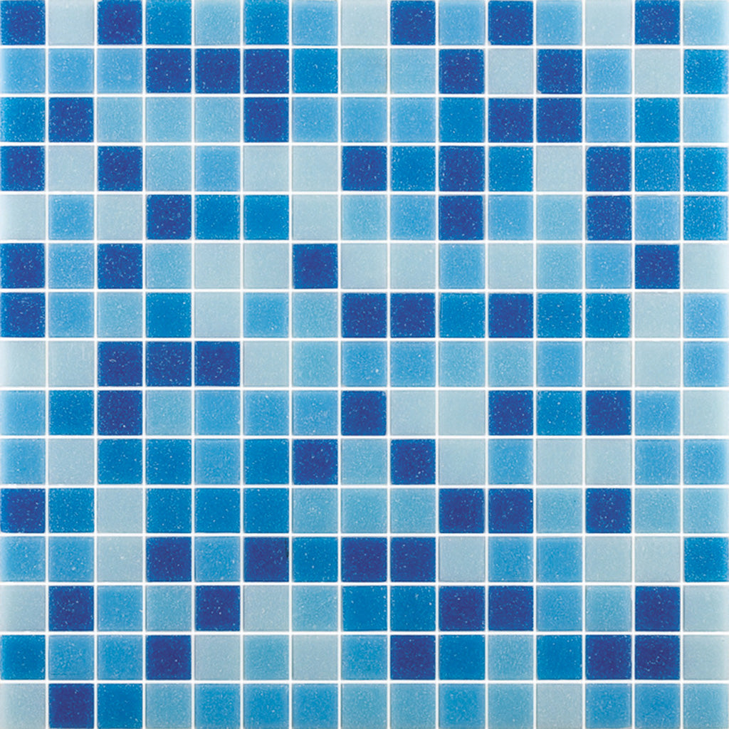 Blue White 12x12 Uniform Square Glossy Glass Mosaic Tile (20 pack, 20 sq ft/case) - Sample