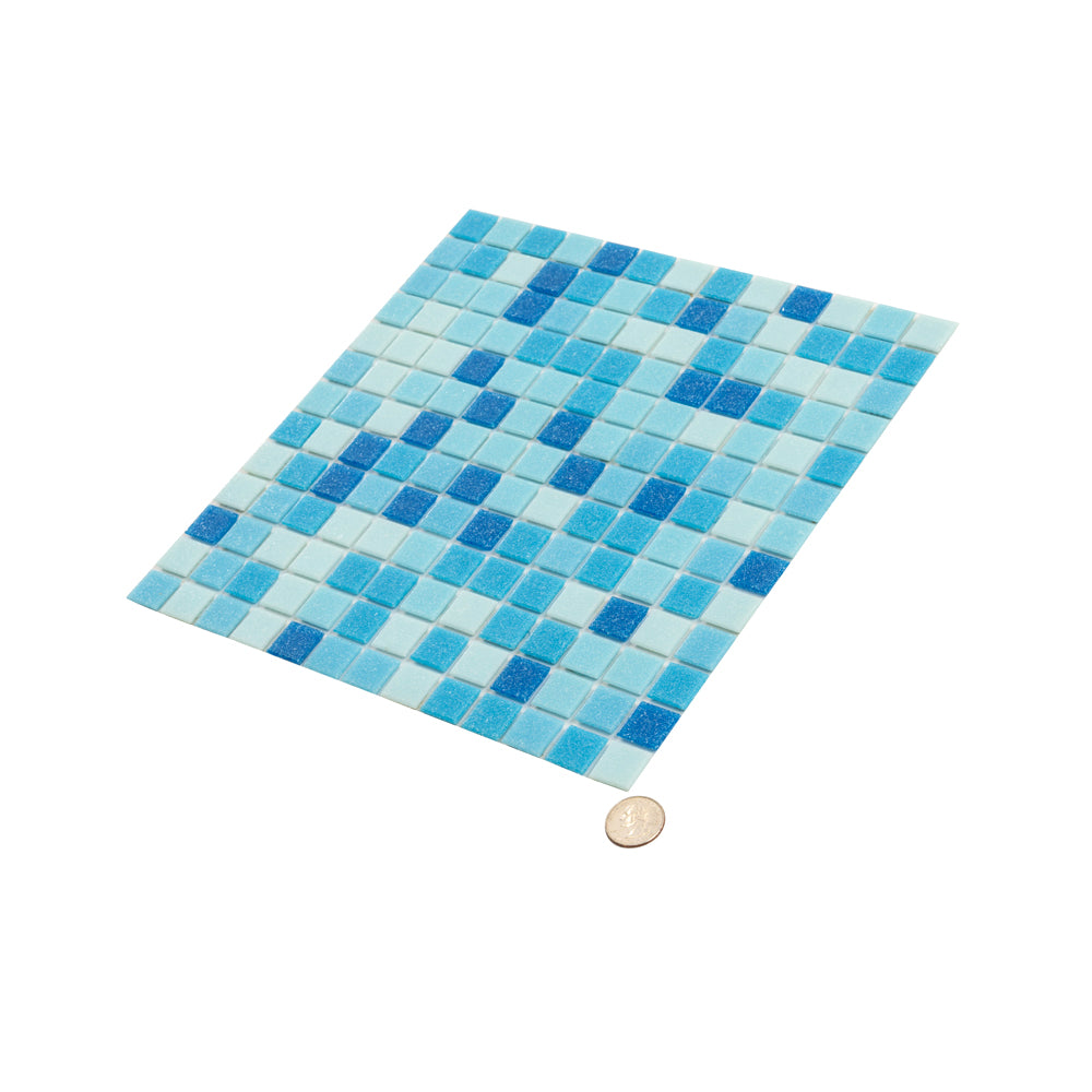 20-pack Mingles 12 in. x 12 in. Glossy Blue and White Glass Mosaic Wall and Floor Tile (20 sq ft/case)