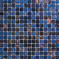 Glossy blue and brown square glass mosaic tiles with swirled pattern for walls and floors