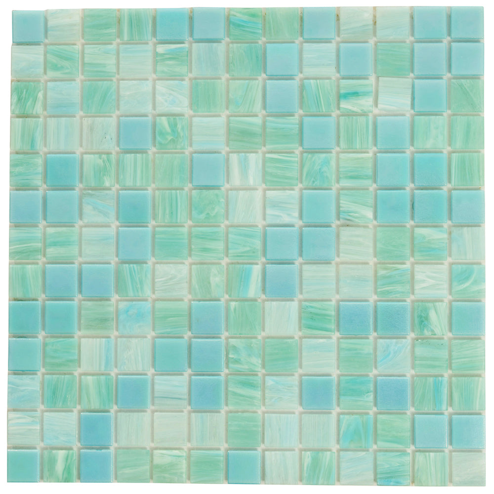 20-pack Mingles 12 in. x 12 in. Glossy Baby Blue Glass Mosaic Wall and Floor Tile (20 sq ft/case)