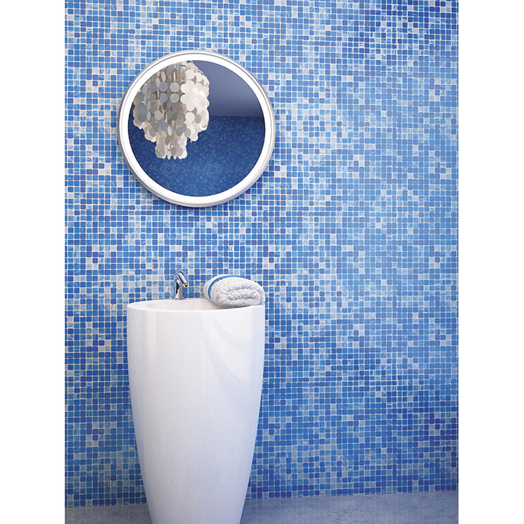 Olympic blue 12x12 Glossy Uniform Square Glass Mosaic Tile (20 pack, 20 sq ft/case) - Sample