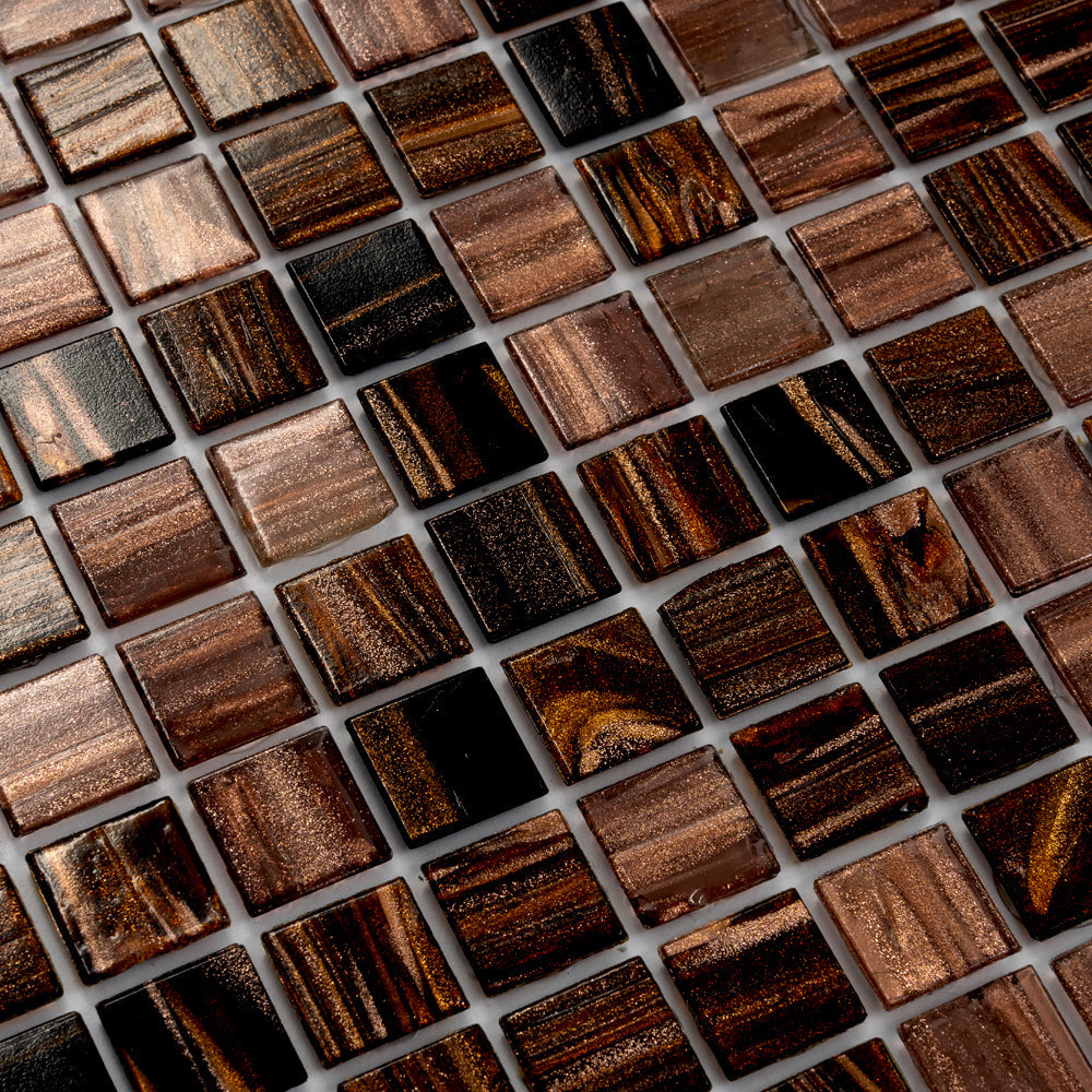 Brown Yellow 12x12 Glossy Uniform Square Glass Mosaic Tile (20 pack, 20 sq ft/case) - Sample
