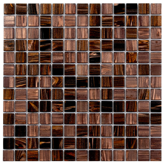 Brown Yellow 12x12 Glossy Uniform Square Glass Mosaic Tile (20 pack, 20 sq ft/case) - Sample