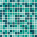 Glossy Persian green glass mosaic tile sheet with square tiles in varying green shades for walls and floors