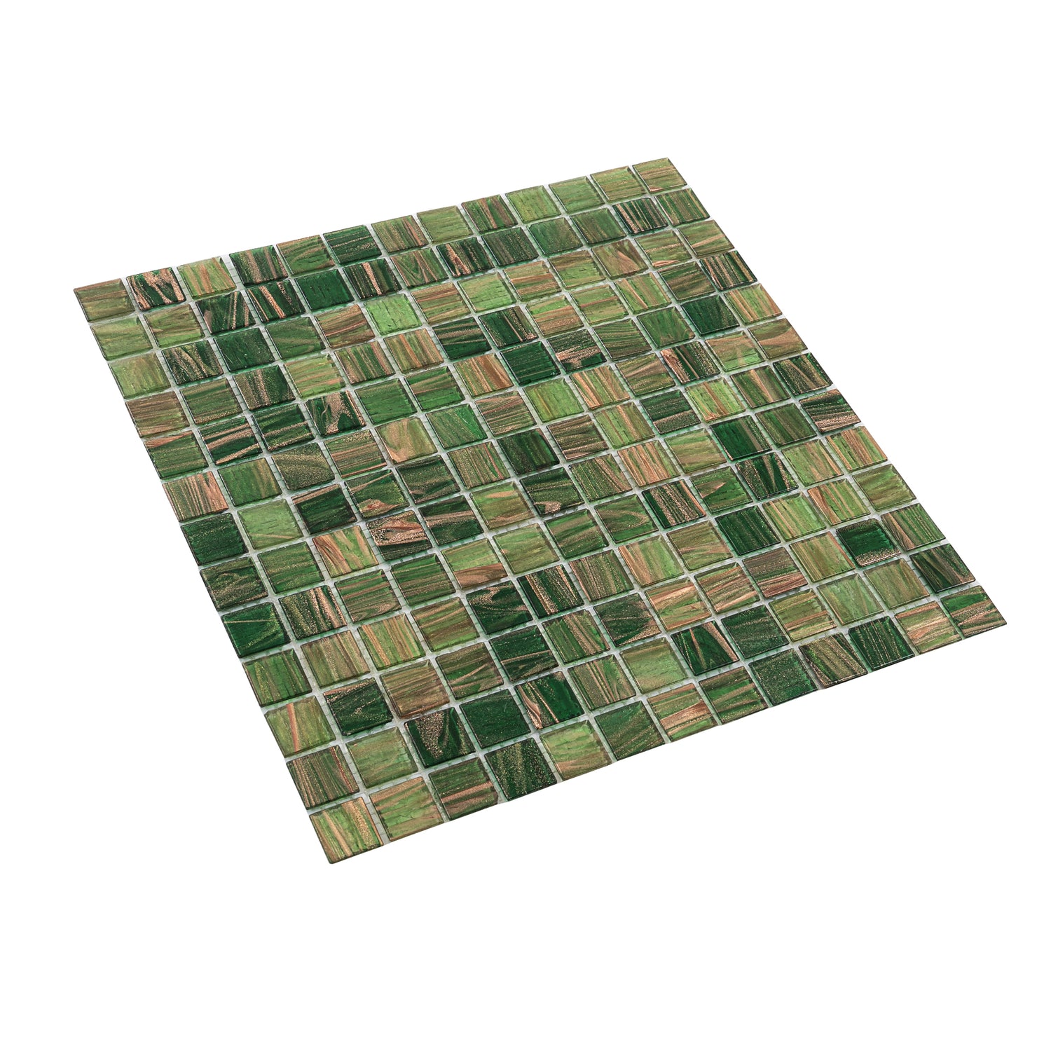 20-pack Mingles 12 in. x 12 in. Glossy Moss Green Glass Mosaic Wall and Floor Tile (20 sq ft/case)