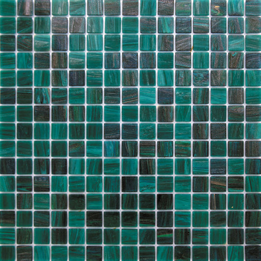 Glossy bottle green 12x12 square glass mosaic tiles with uniform size and subtle texture