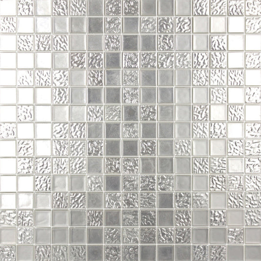 Gray Silver 12x12 Glossy Uniform Square Glass Mosaic Tile (20 pack, 20 sq ft/case) - Sample