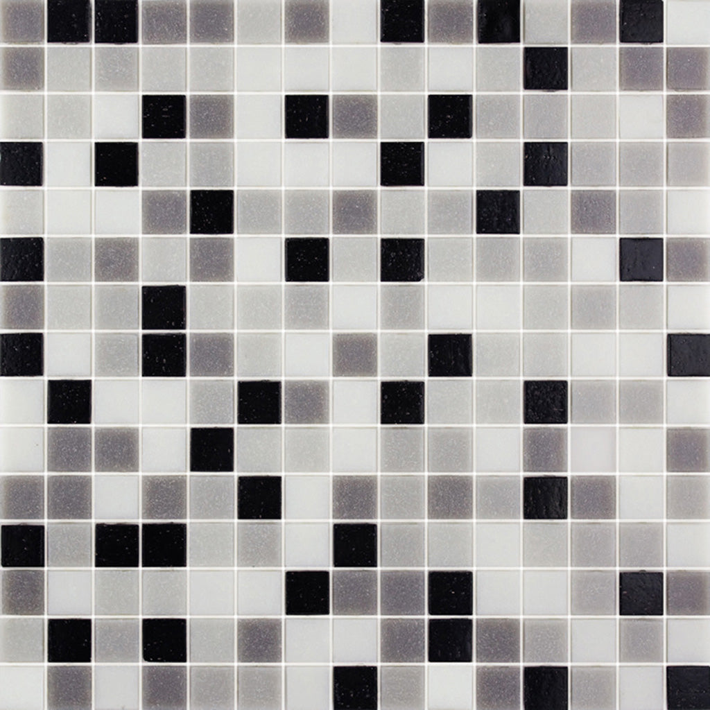 Gray and Black Glossy Glass Mosaic Tile