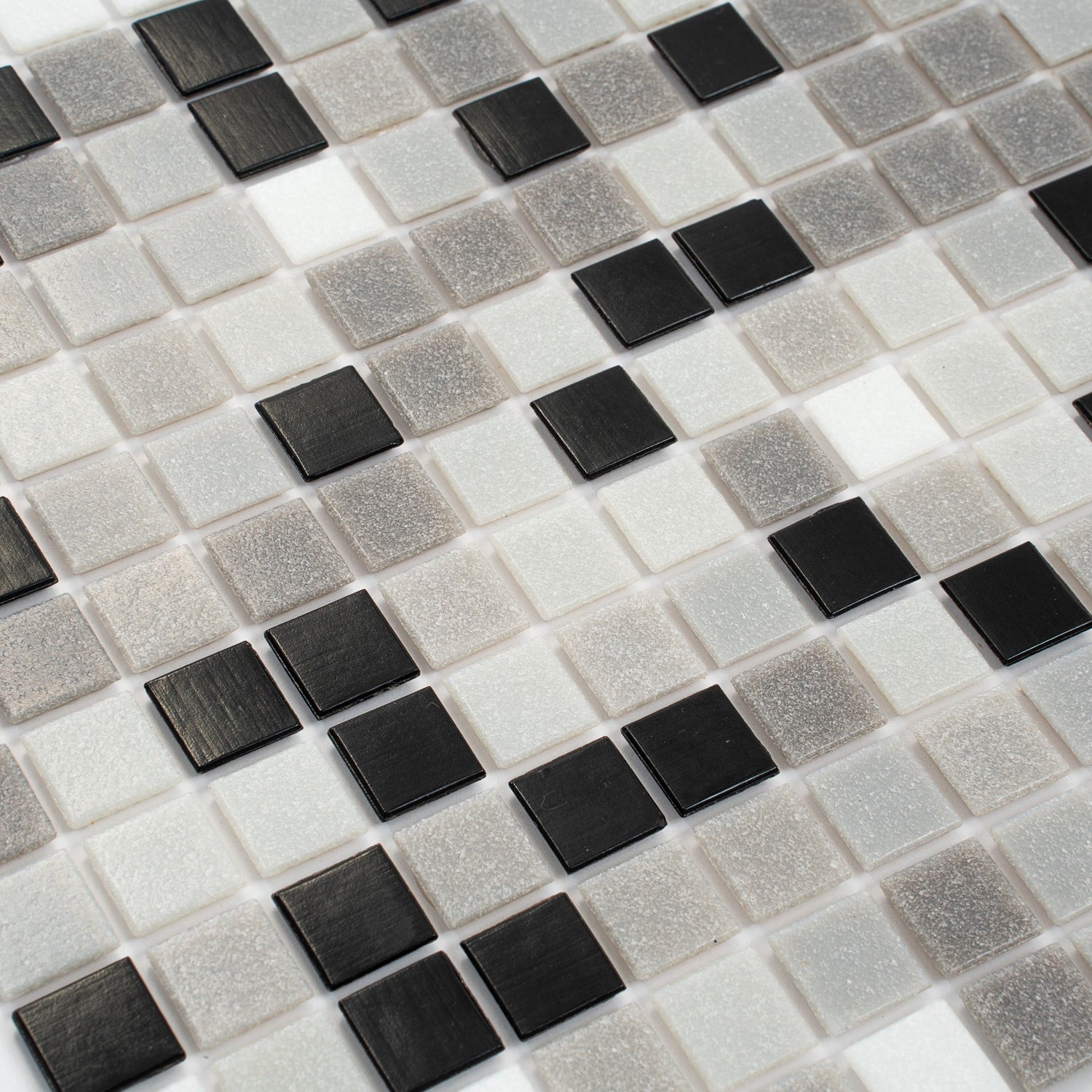 Gray Black 12x12 Glossy Uniform Square Glass Mosaic Tile (20 pack, 20 sq ft/case) - Sample