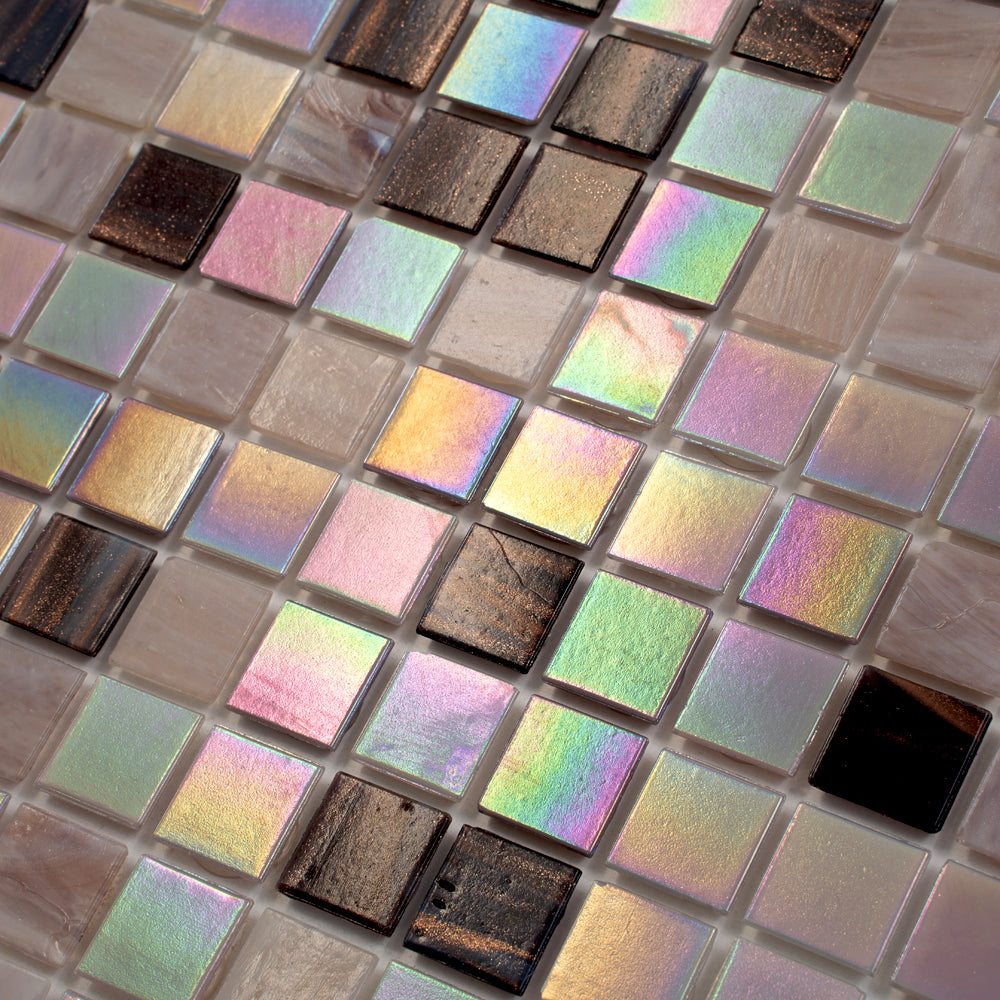 20-pack Mingles 12 in. x 12 in. Glossy Crepe Pink Glass Mosaic Wall and Floor Tile (20 sq ft/case)